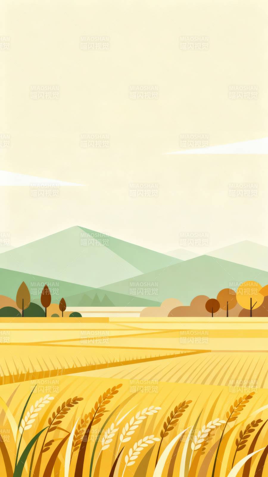 金黄稻田丰收景象图片