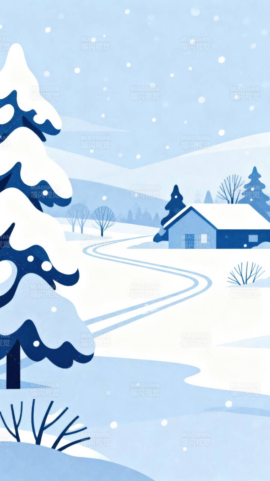 冬日雪景小屋图片