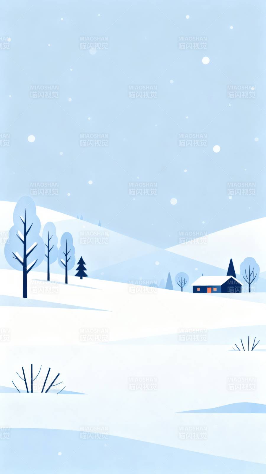 冬日雪景小屋宁静图片