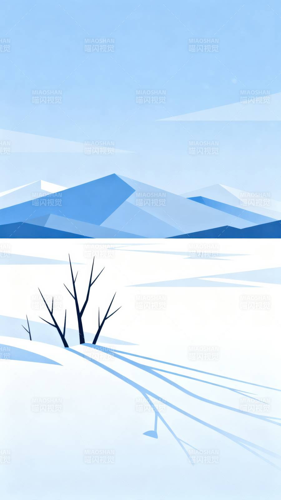 冬日雪原静谧山景图片