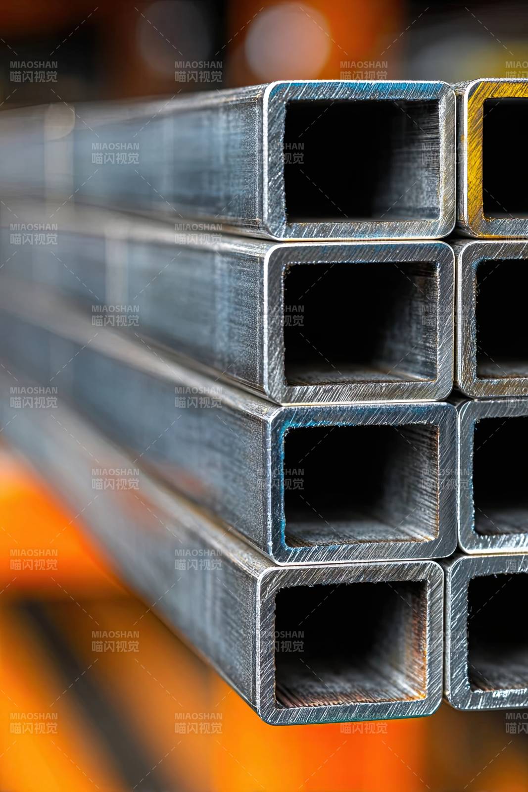 金属方管堆叠特写图片