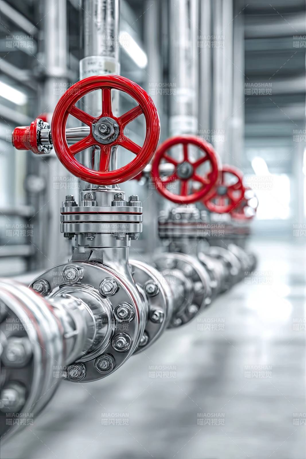 工业管道阀门特写图片
