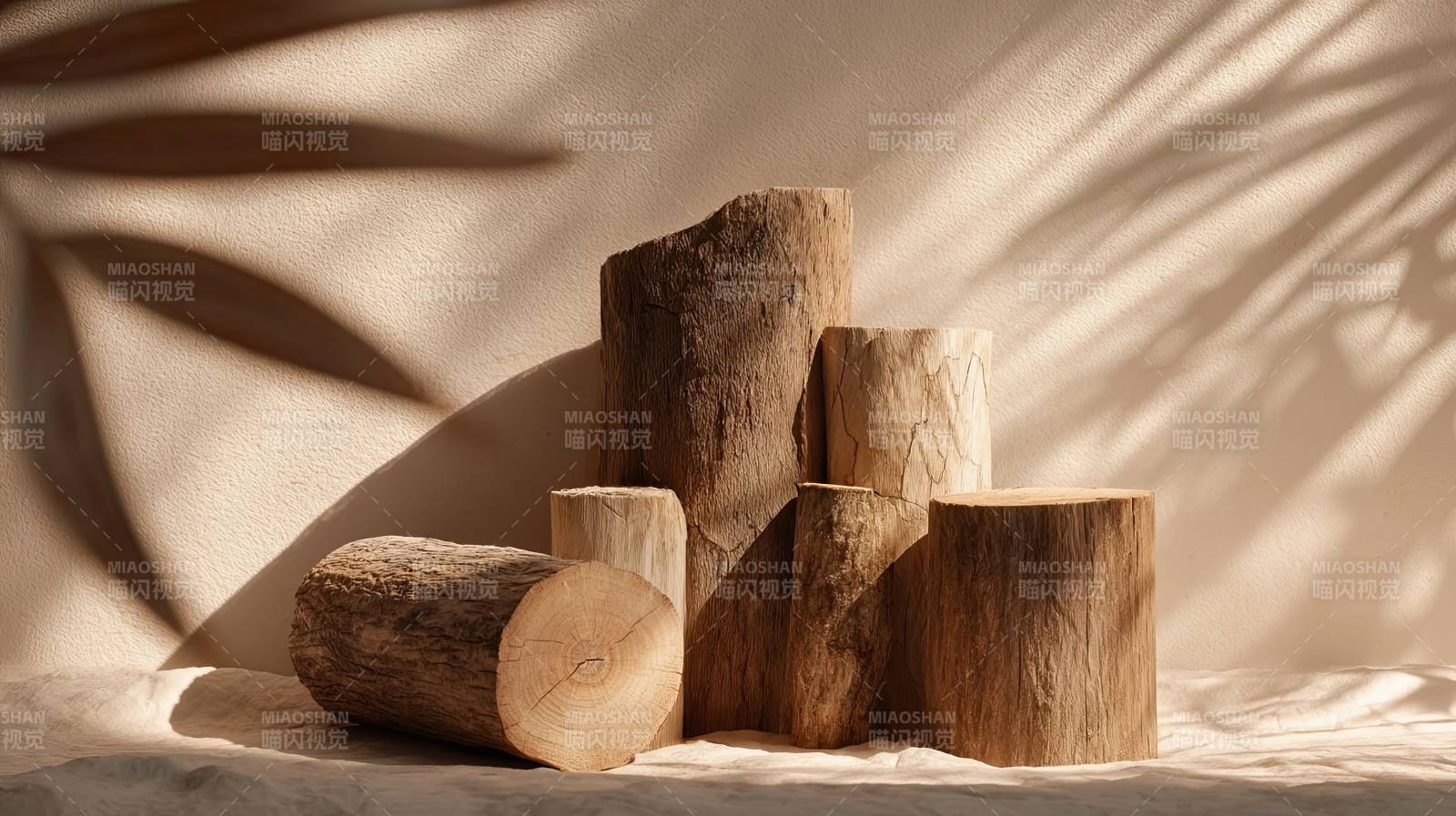 光影下的木桩静物构图图片