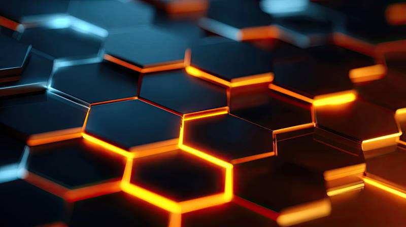 发光六边形图案科技感背景图片