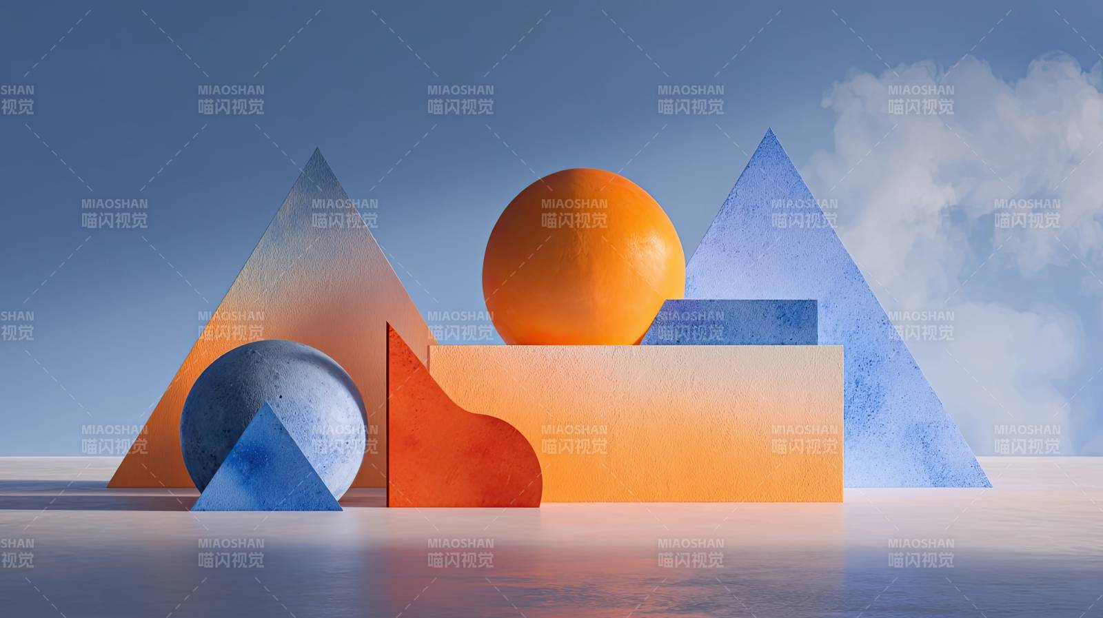 多彩几何体静物构图图片