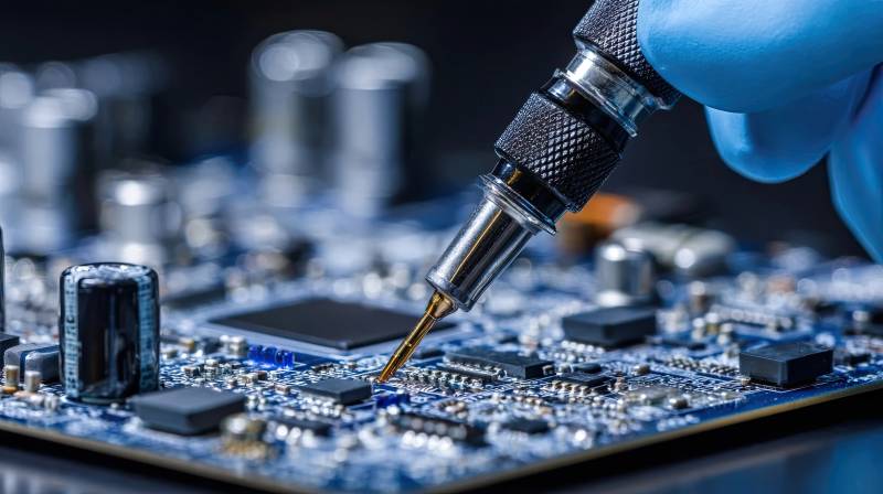 电子元件维修特写图片