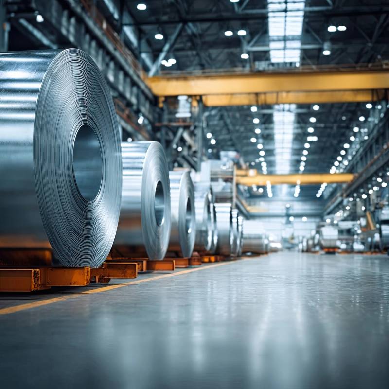 工厂车间金属卷材排列整齐图片