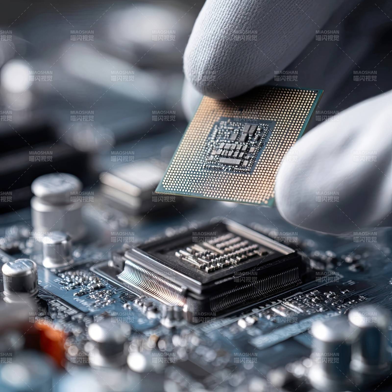 科技视角下的芯片安装过程图片