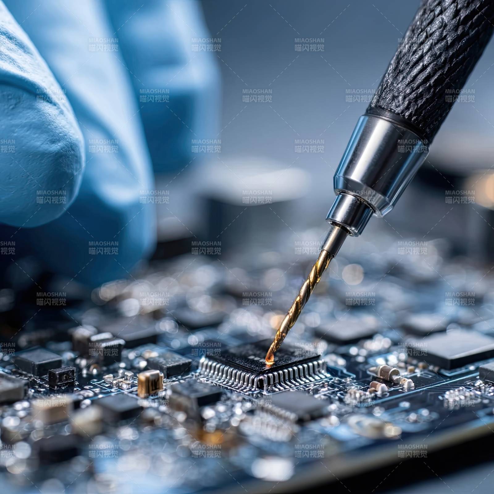 精密电路板维修特写图片