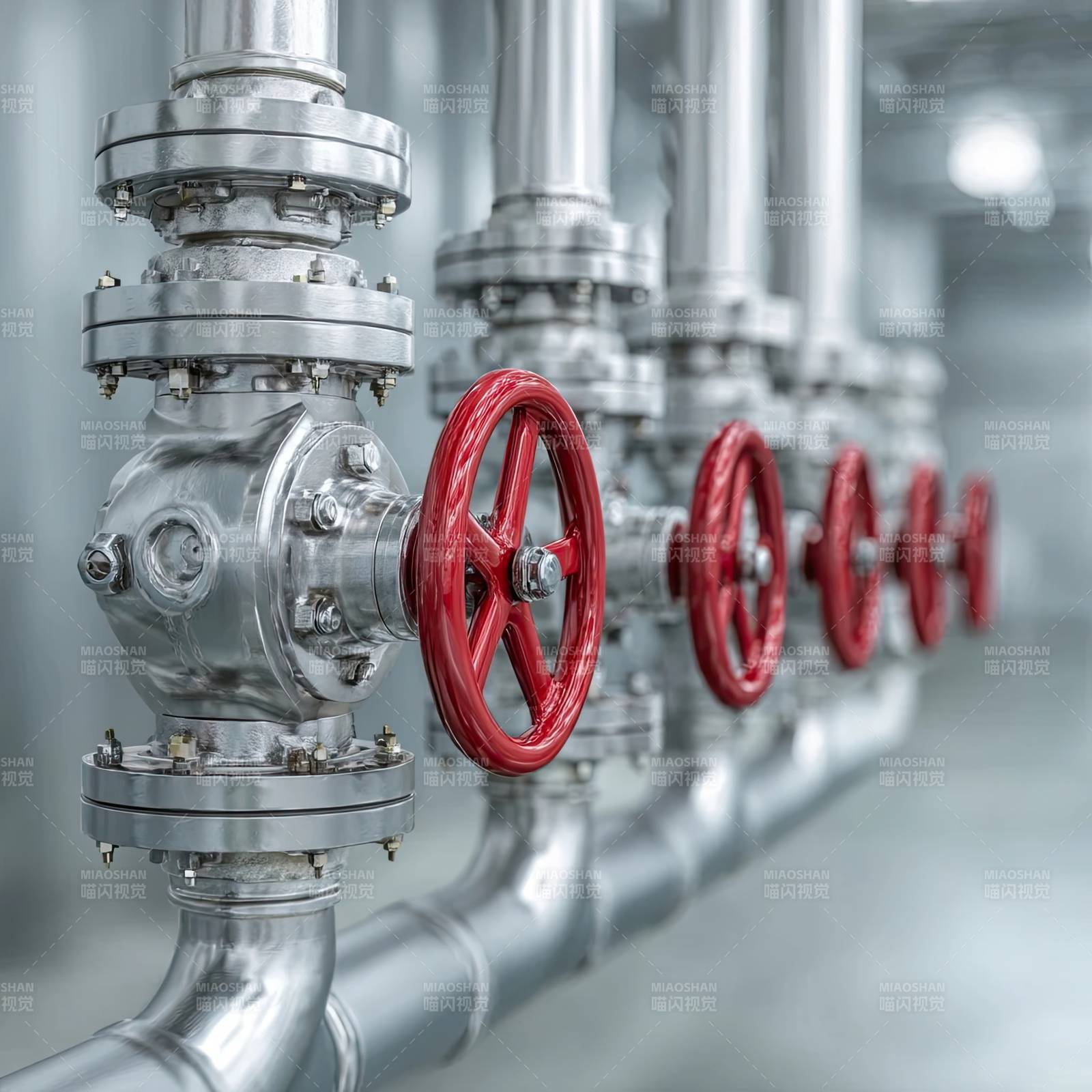 工业管道阀门特写图片