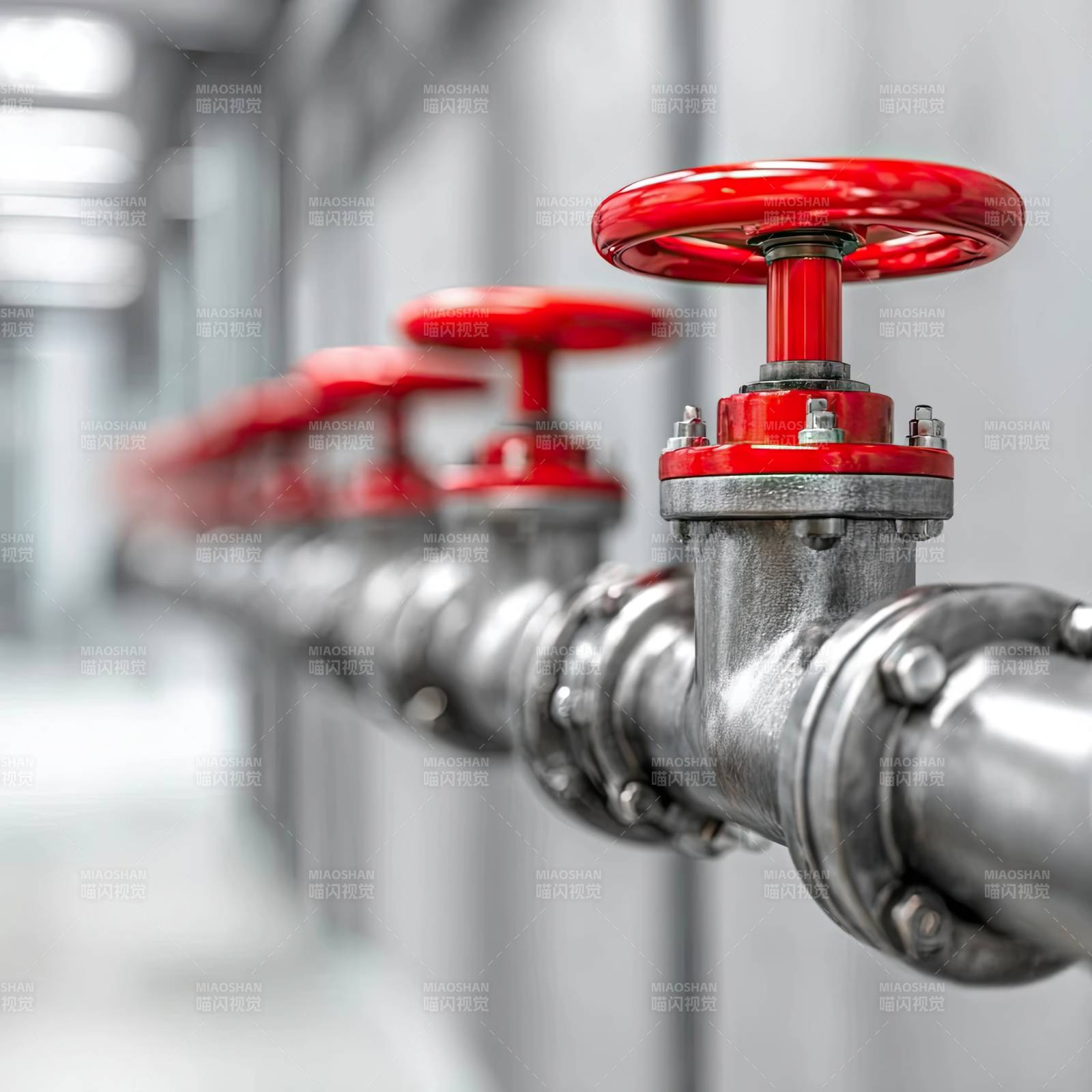 工业管道阀门特写图片