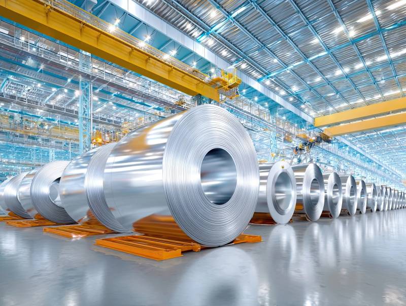 工厂车间大型金属卷材生产线图片