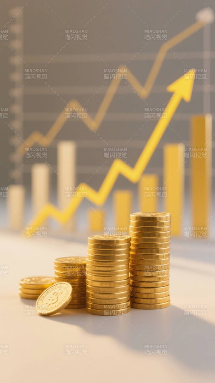 金币与上升趋势图图片