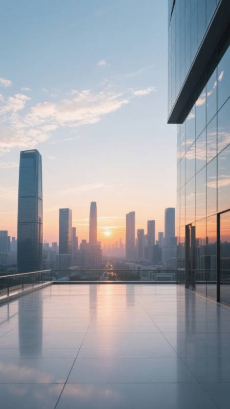 城市天际线日落景观图片