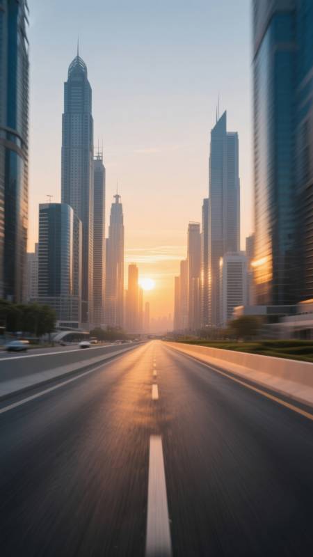 城市日出高楼林立图片