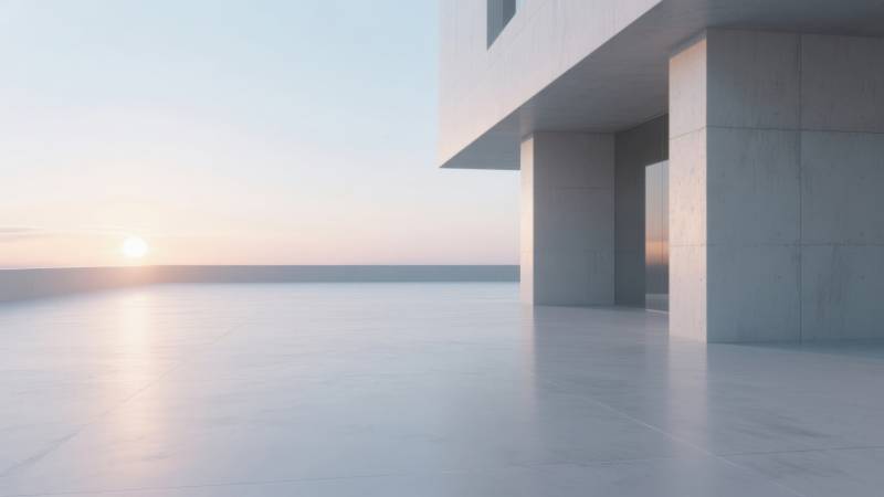极简建筑日出景观图片