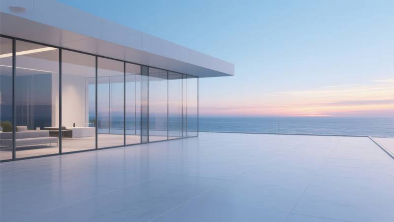 现代海景别墅日落图片