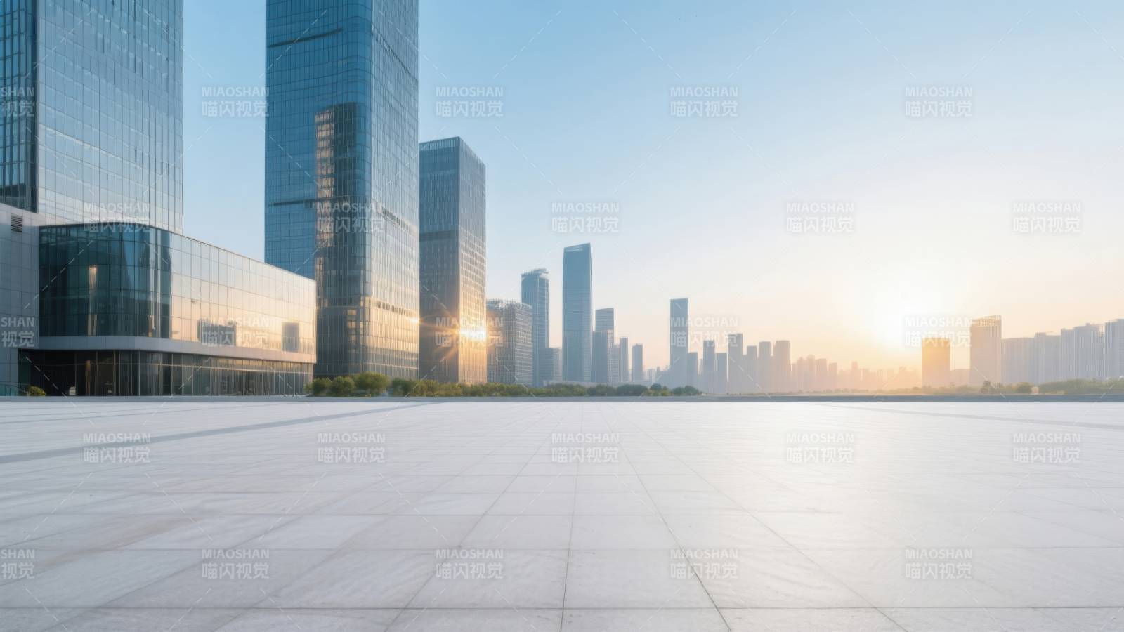 城市高楼大厦日出景象图片