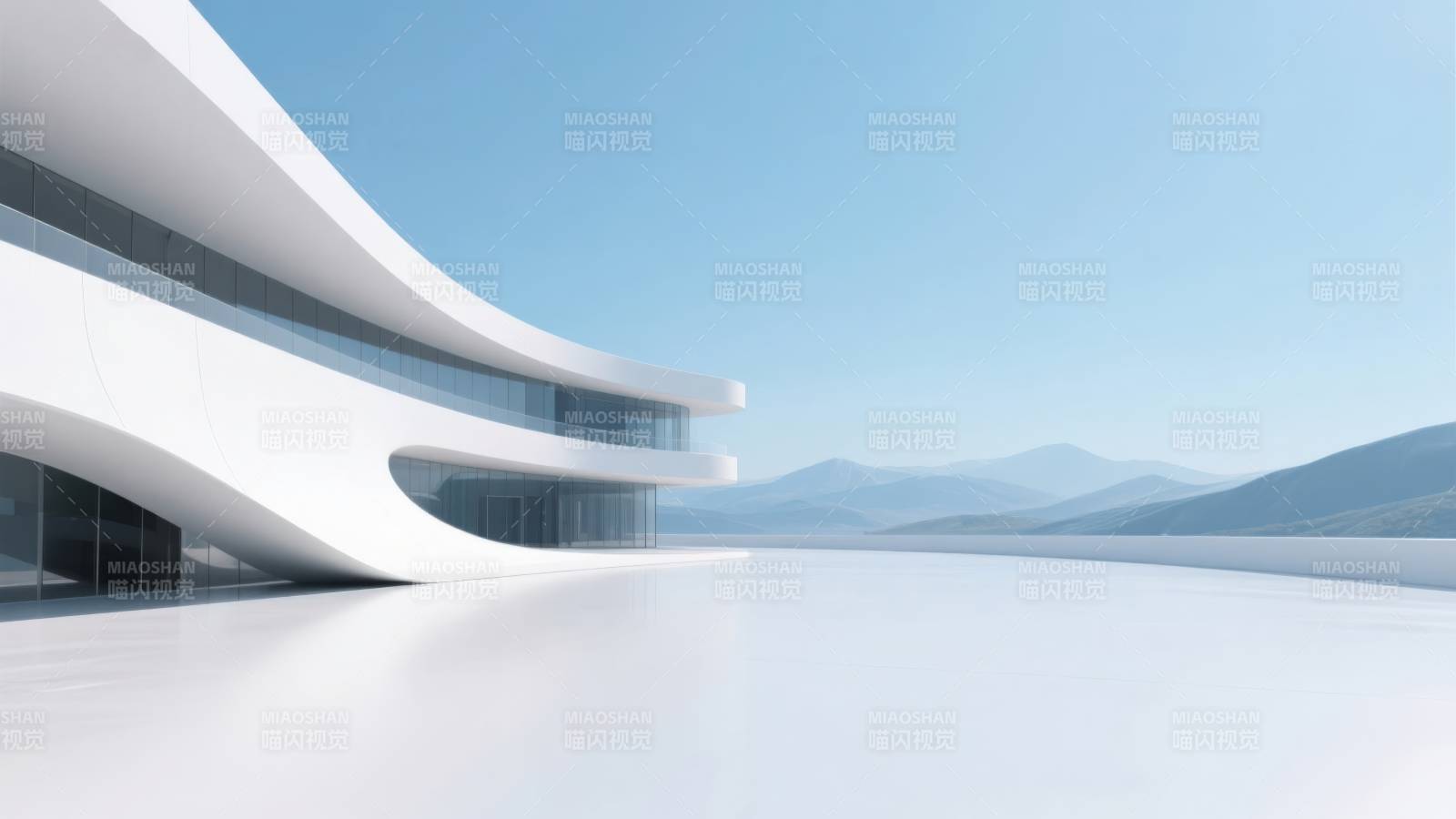 现代建筑与自然山水图片