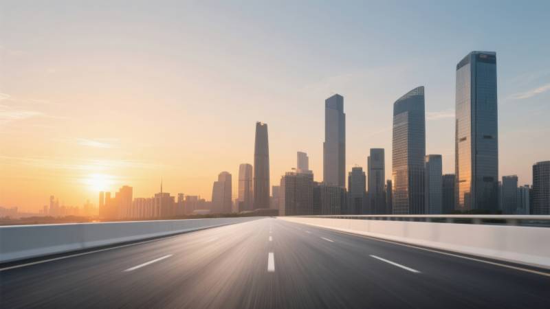 城市天际线日出公路图片