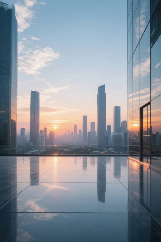 城市天际线日落美景图片