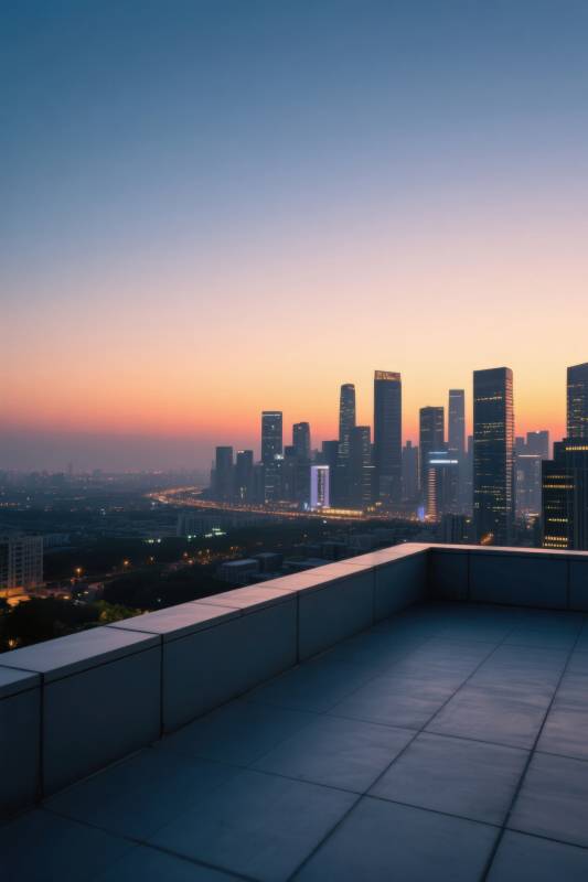 城市天际线日落景观图片