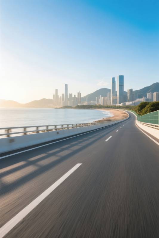 沿海高速公路城市风光图片