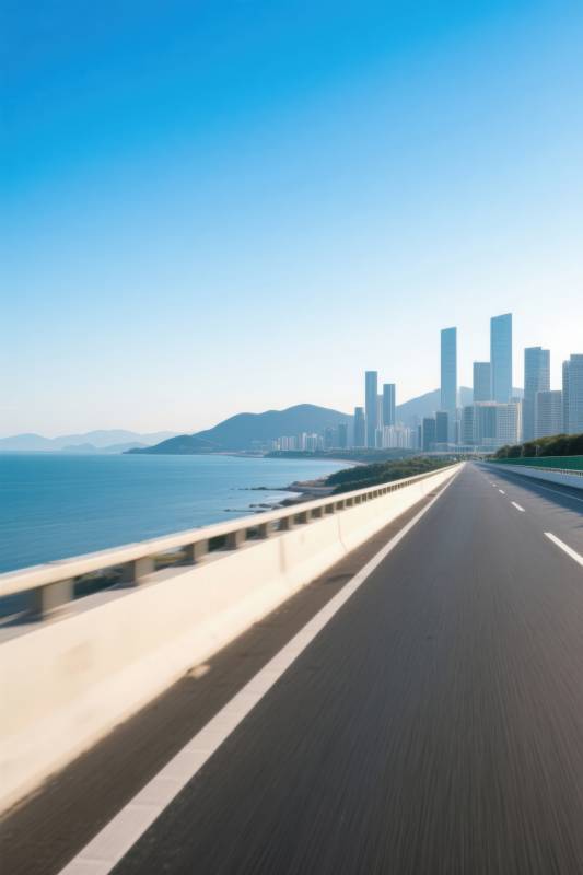沿海高速公路城市天际线图片