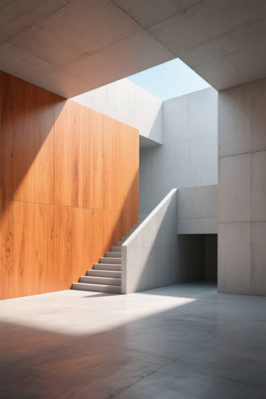 极简室内楼梯与光影图片