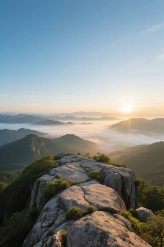 日出云海山峰美景图片