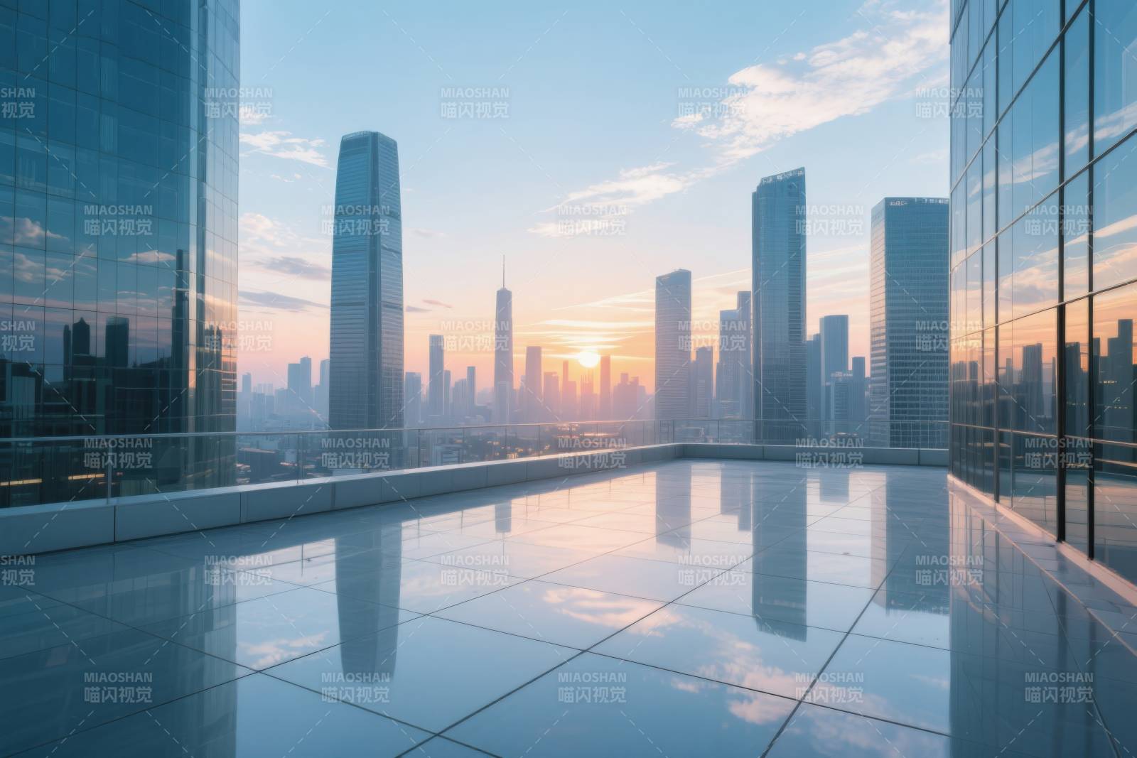 城市天际线日出美景图片