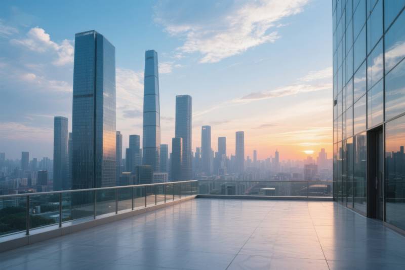 城市天际线日落景观图片