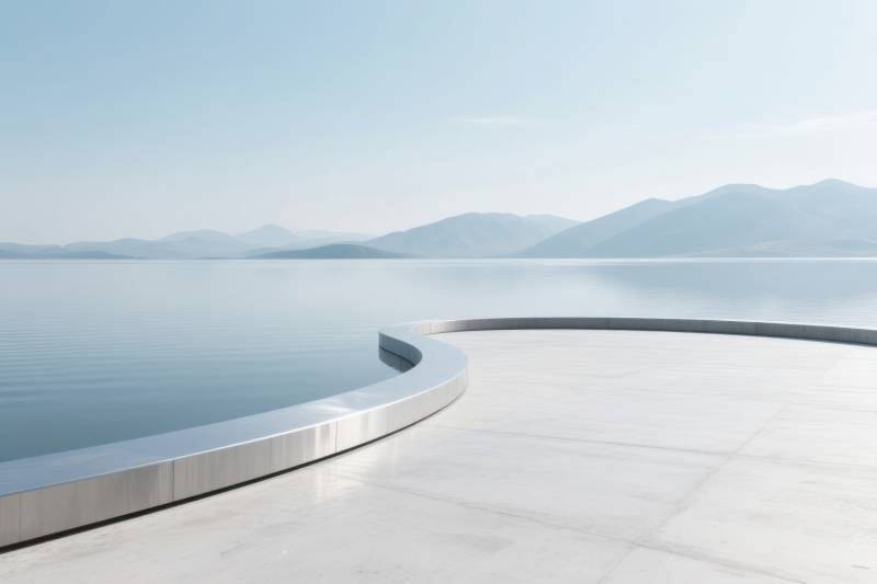 湖面与现代设计的融合图片