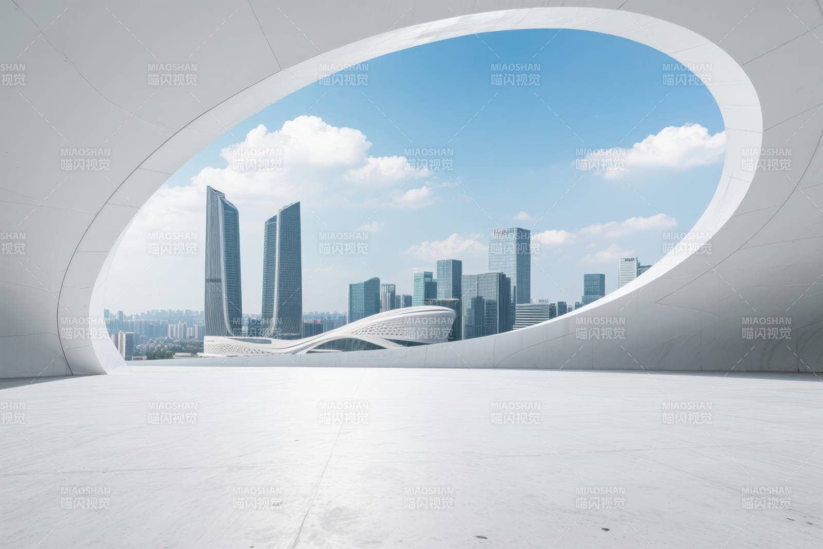 现代城市建筑椭圆视角图片