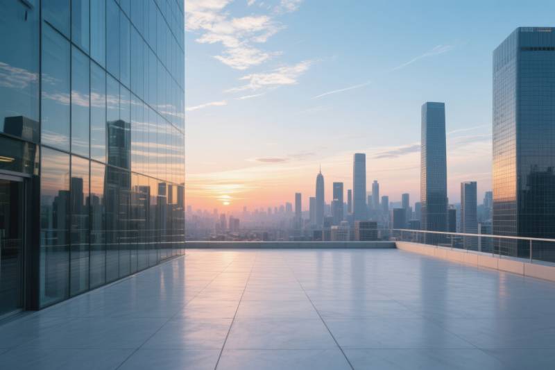 城市天际线日落景观图片