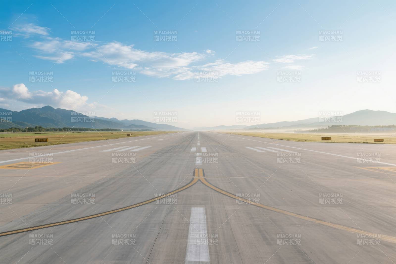 机场跑道延伸向远方图片