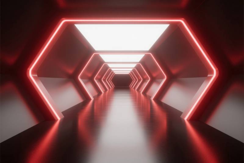 未来感红色走廊通道图片