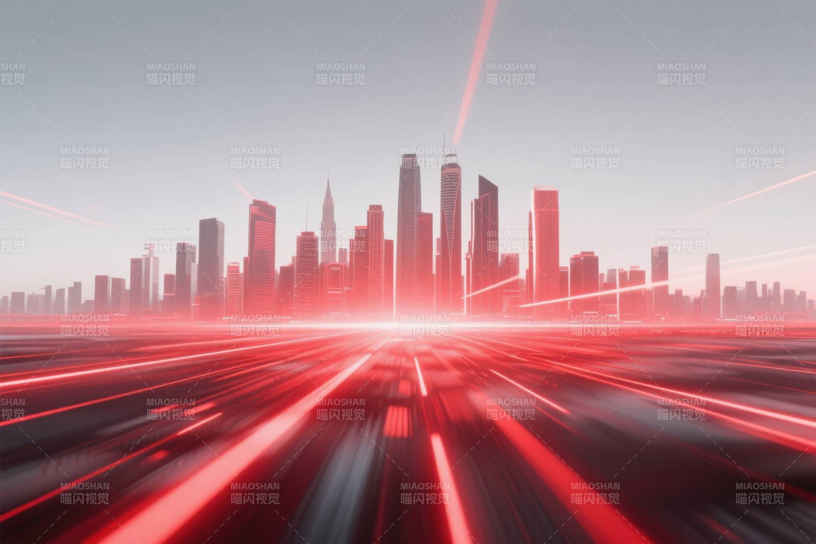 红色光效现代城市图片
