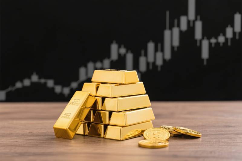 黄金金条与金融背景图片