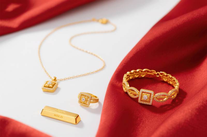 金色珠宝饰品展示图片