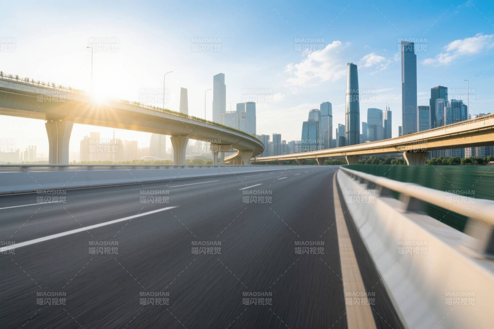 城市高架桥与现代建筑图片