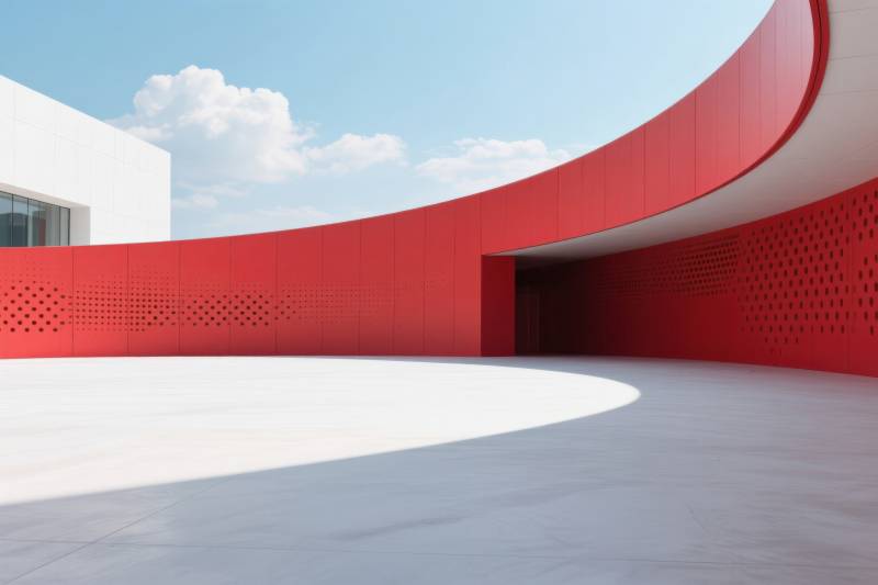 红色弧形建筑现代设计图片