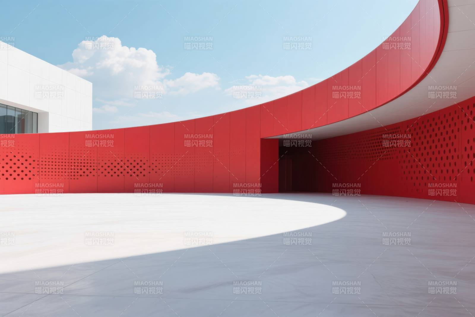 红色弧形建筑现代设计图片