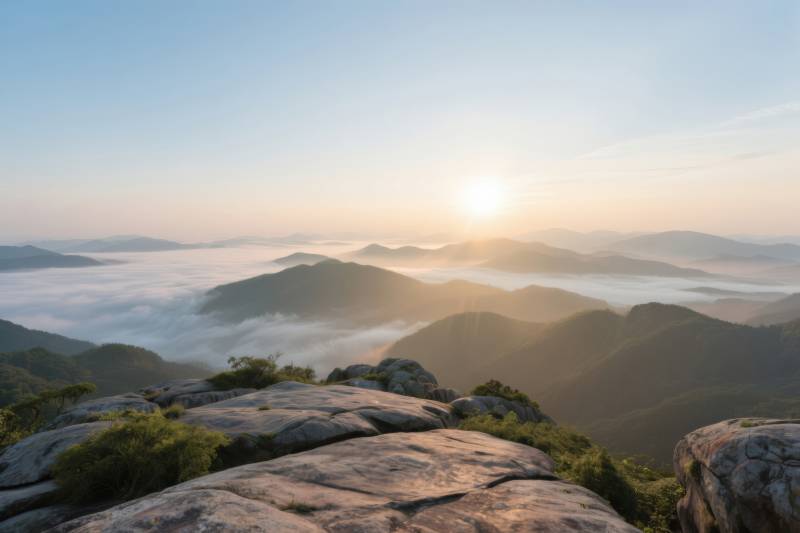 日出云海山峰美景图片