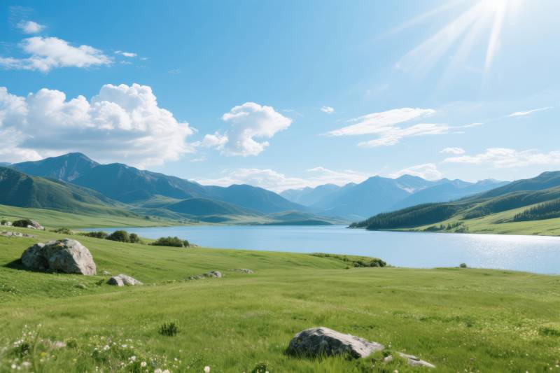 青山绿水湖泊风光图片