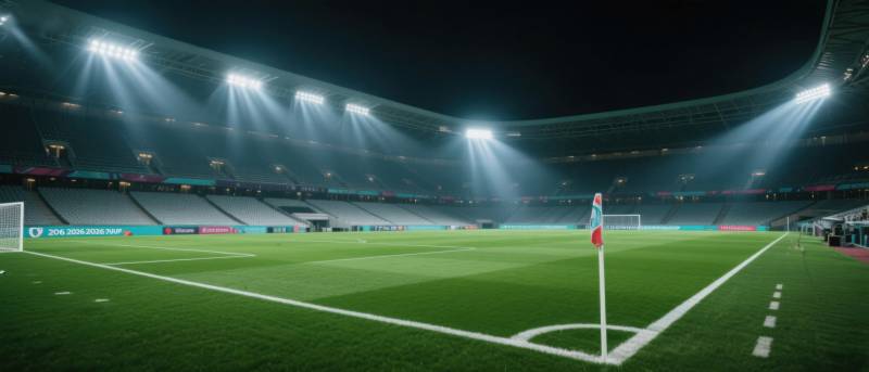 夜晚足球场灯光璀璨图片