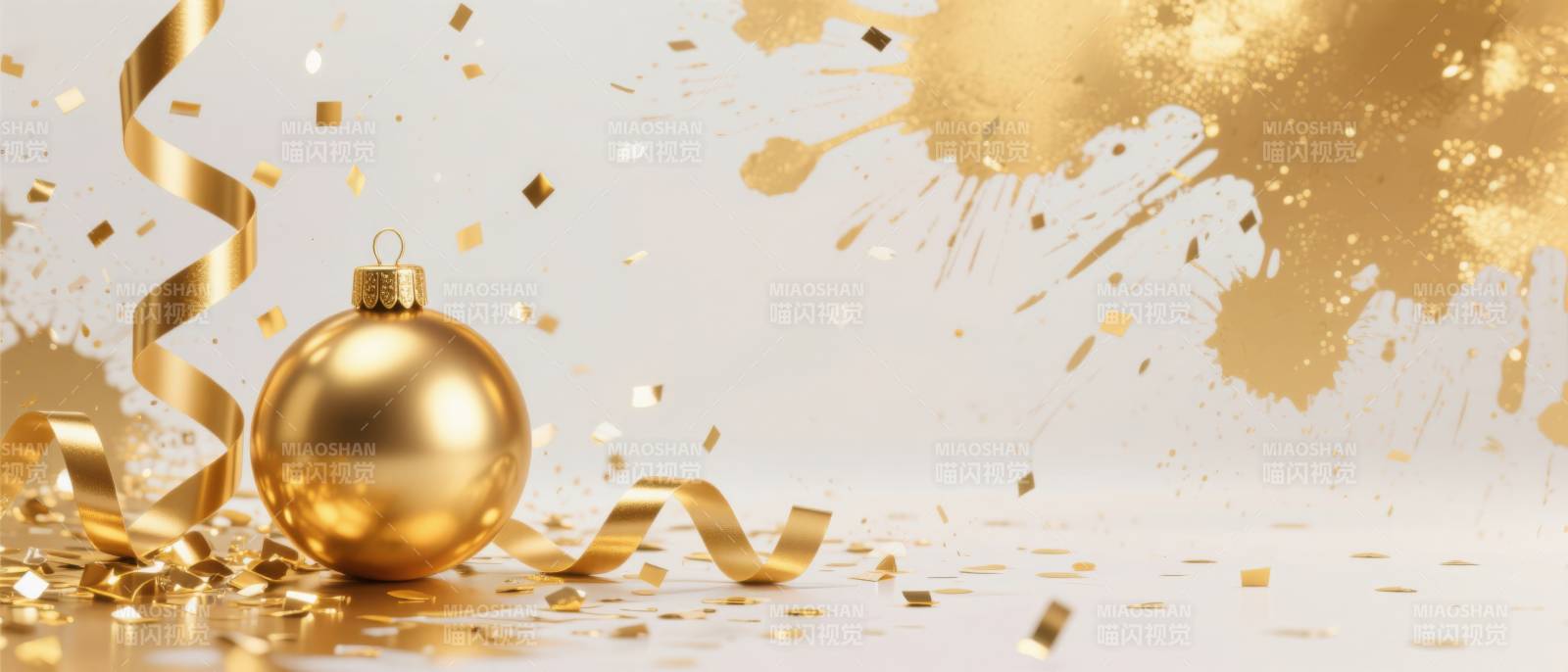 金色圣诞球节日装饰背景图片