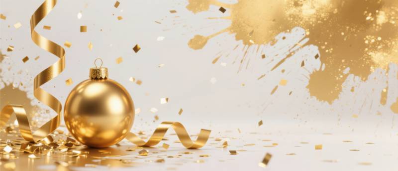 金色圣诞球节日装饰背景图片