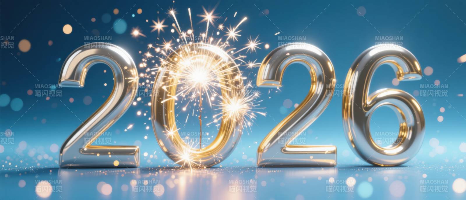 2026新年庆祝数字烟花图片