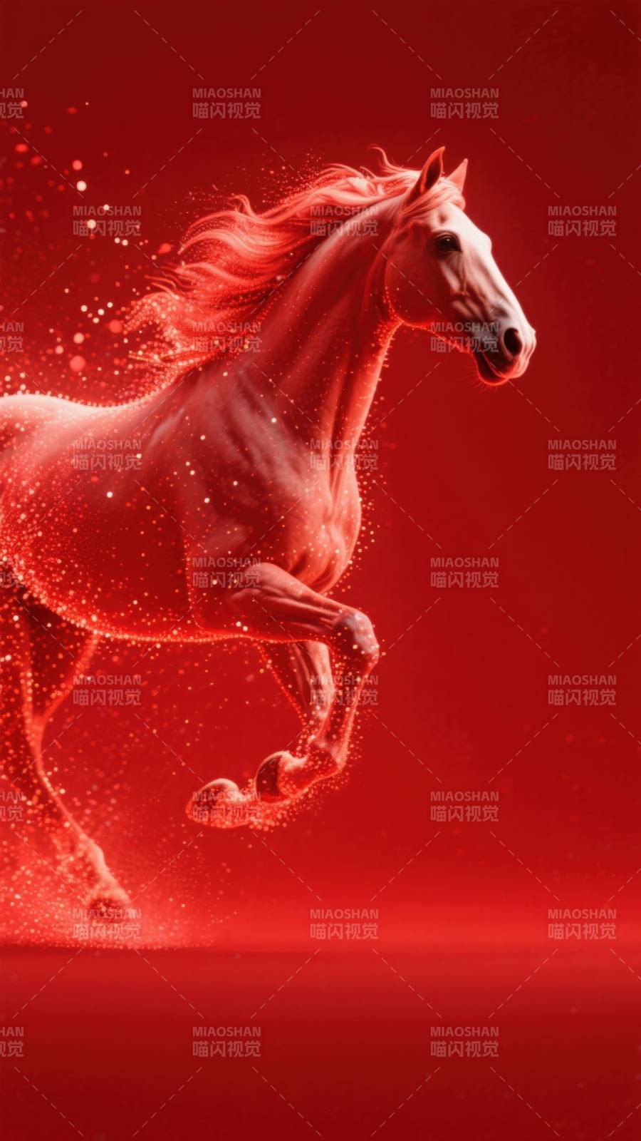 红色梦幻奔马图片